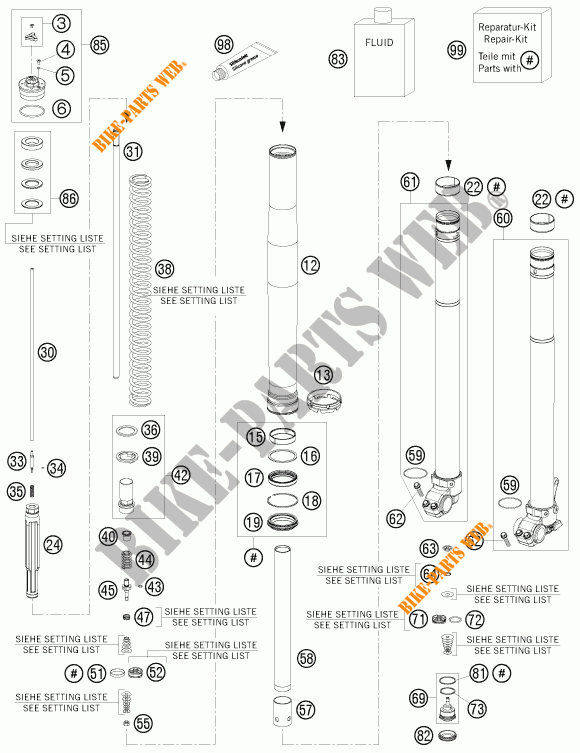 VOORVORK (ONDERDELEN) voor KTM 250 EXC-F 2015