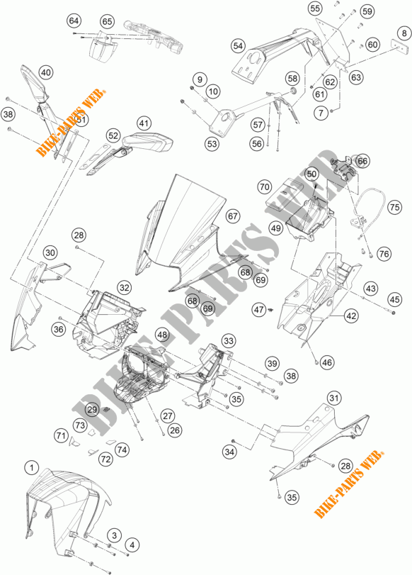 PLASTIC voor KTM RC 250 ORANGE 2017