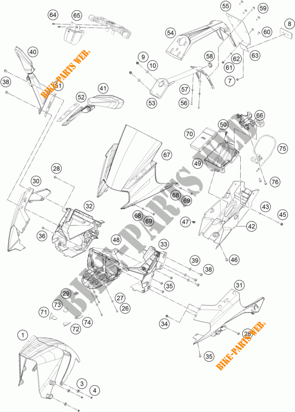 PLASTIC voor KTM RC 250 ORANGE 2017