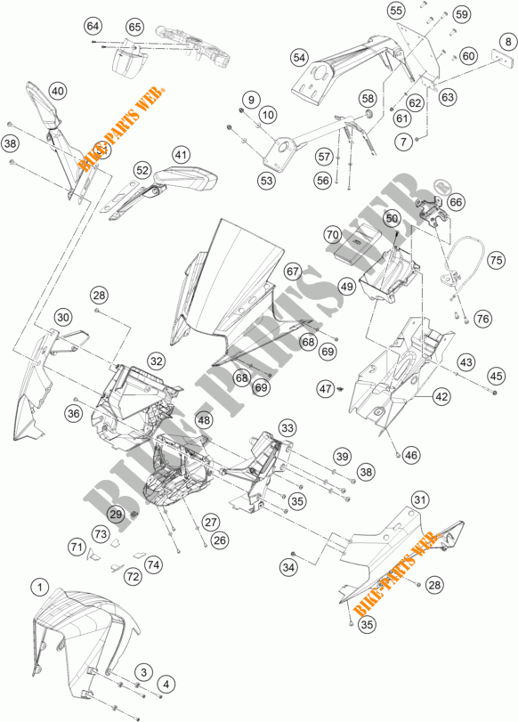 PLASTIC voor KTM RC 250 WHITE ABS 2016