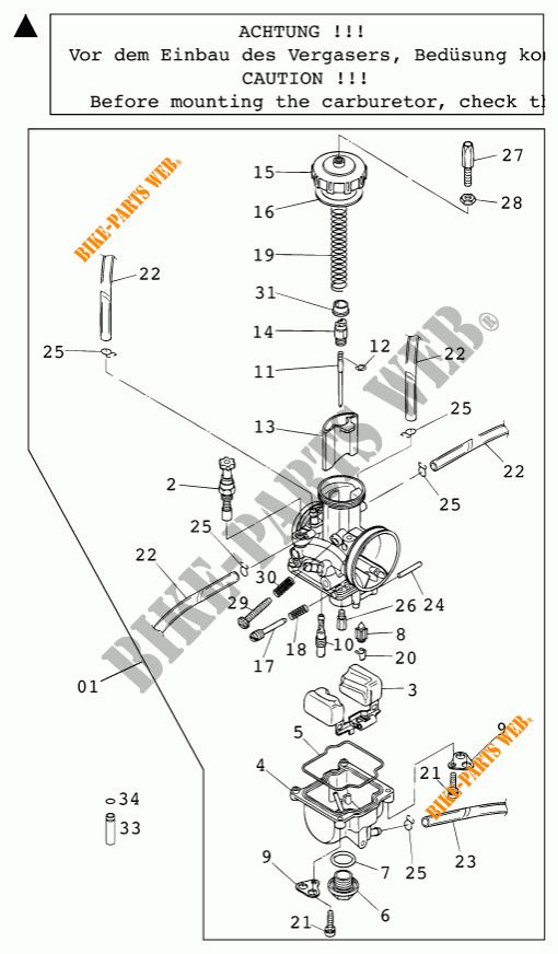 CARBURATEUR  voor KTM 125 EXC SIX-DAYS 2001