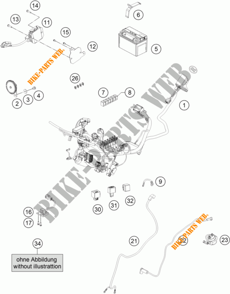 KABELBOOM voor KTM RC 250 WHITE ABS 2016