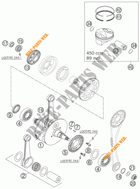 KRUKAS / ZUIGER voor KTM 450 EXC FACTORY RACING 2007
