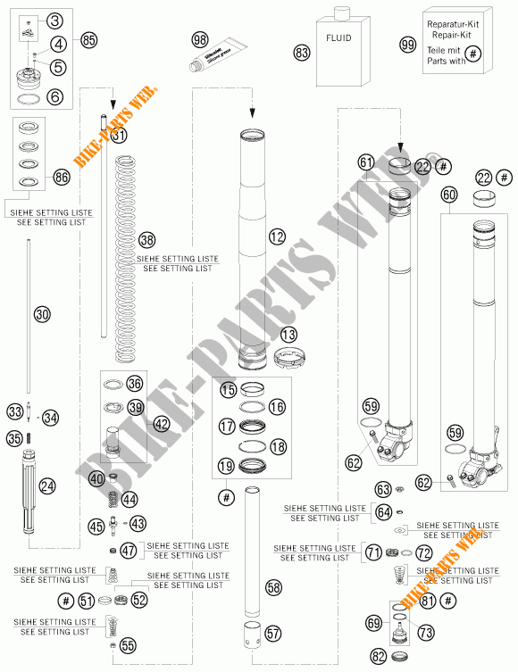 VOORVORK (ONDERDELEN) voor KTM 450 EXC 2015