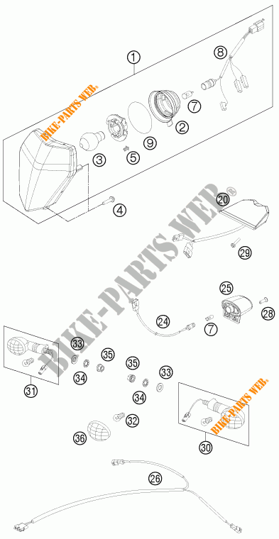 KOPLAMP / ACHTERLICHT voor KTM 450 EXC 2013