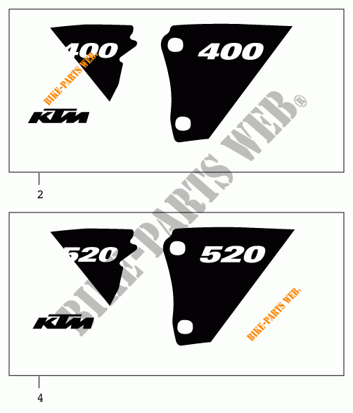 STICKERS voor KTM 400 EXC RACING 2001