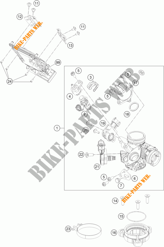 GASKLEP HUIS voor KTM RC 200 BLACK NON ABS 2015