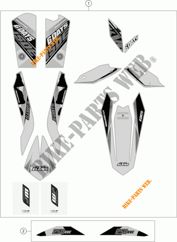 STICKERS voor KTM 250 EXC SIX-DAYS 2015