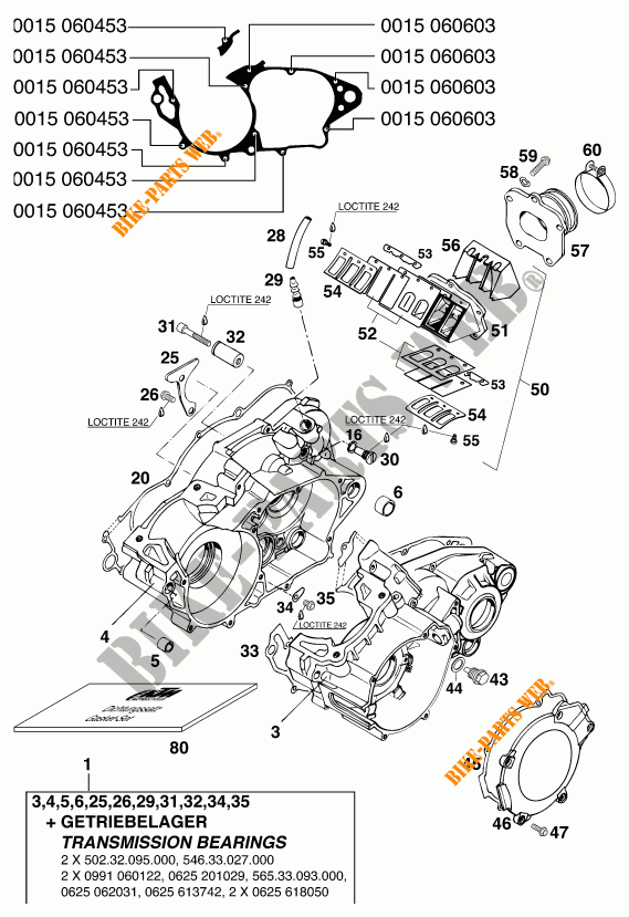 CARTERDELEN voor KTM 250 EXC MARZOCCHI/OHLINS 13LT 1997