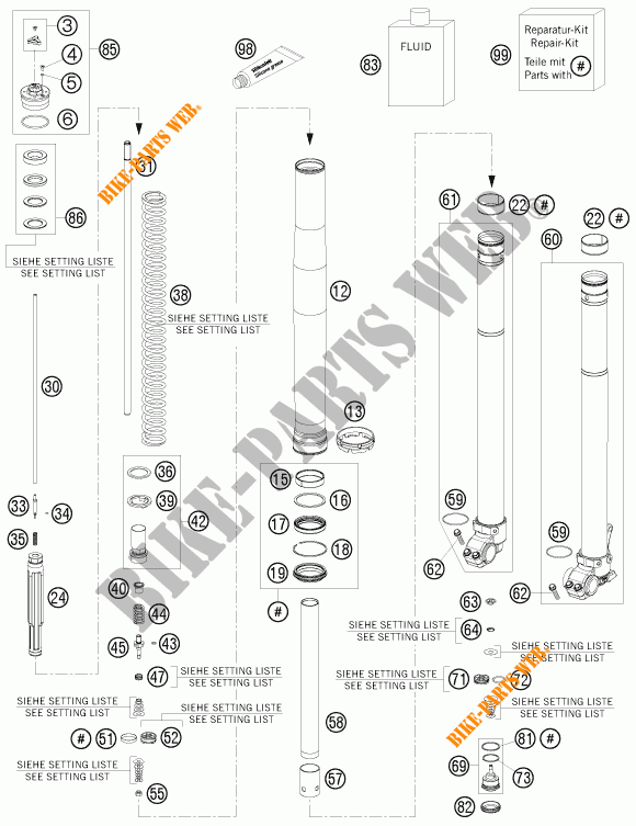 VOORVORK (ONDERDELEN) voor KTM 250 EXC 2015