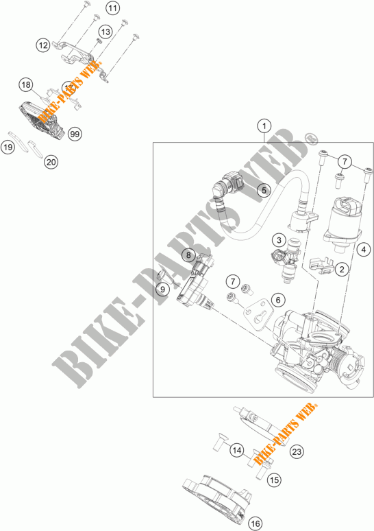 GASKLEP HUIS voor KTM RC 125 ORANGE 2018
