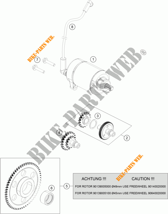 STARTMOTOR voor KTM RC 125 ORANGE 2018
