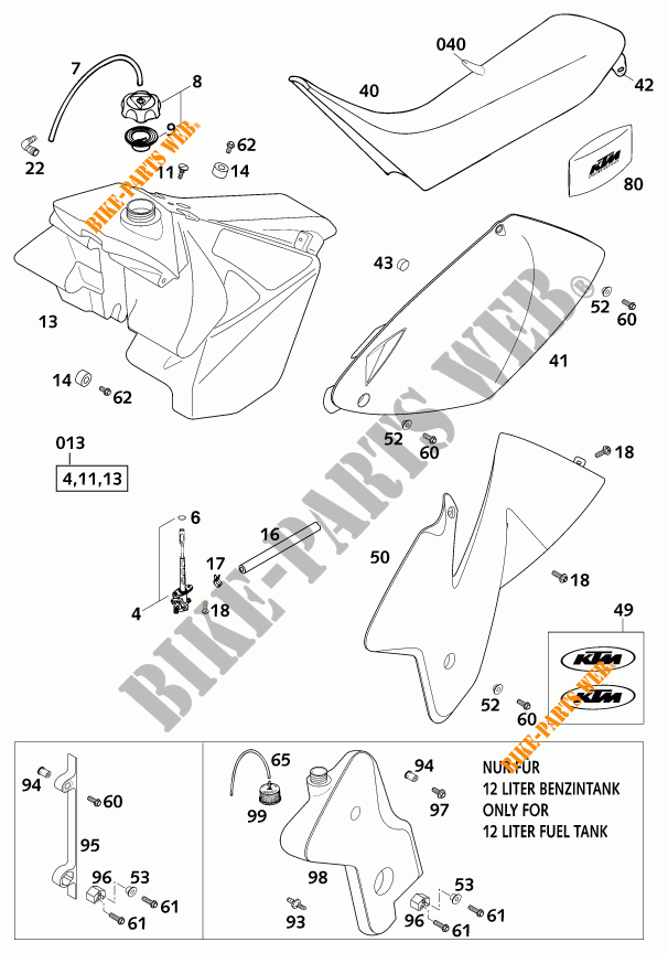 TANK / ZADEL voor KTM 200 EXC SGP 2001
