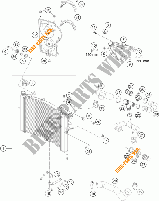 KOELSYSTEEM voor KTM 1290 SUPER DUKE R SPECIAL EDITION ABS 2016