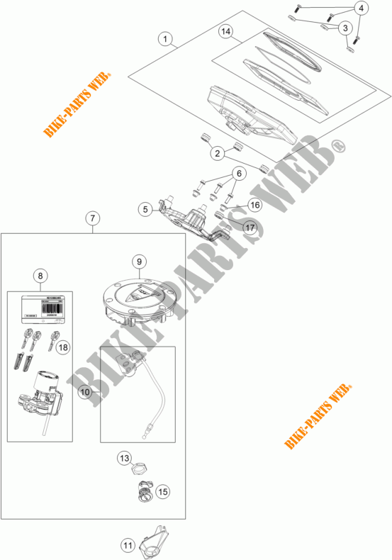 CONTACTSCHAKELAAR voor KTM 1290 SUPER DUKE R SPECIAL EDITION ABS 2016