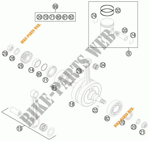 KRUKAS / ZUIGER voor KTM 125 SX 2014