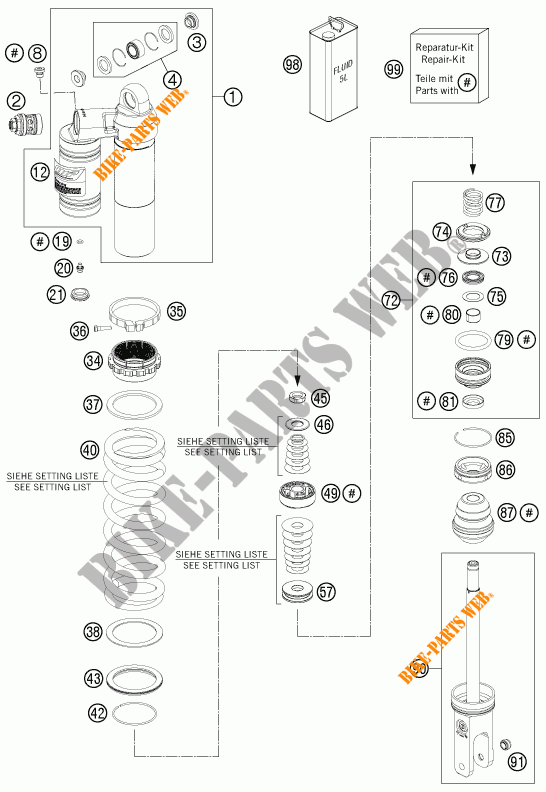 SCHOKBREKER (ONDERDELEN) voor KTM 125 SX 2014