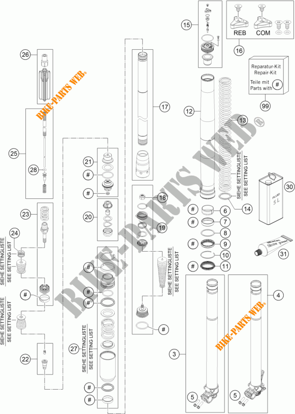 VOORVORK (ONDERDELEN) voor KTM 450 SX-F 2016