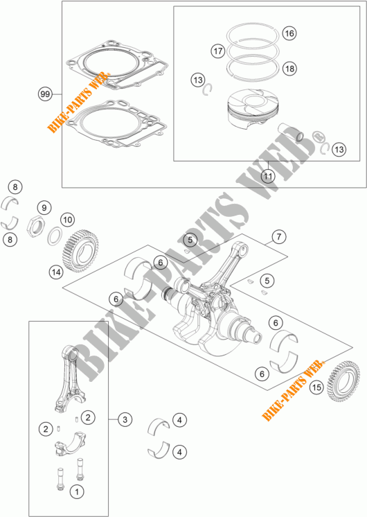 KRUKAS / ZUIGER voor KTM 1290 SUPER DUKE R WHITE 2018