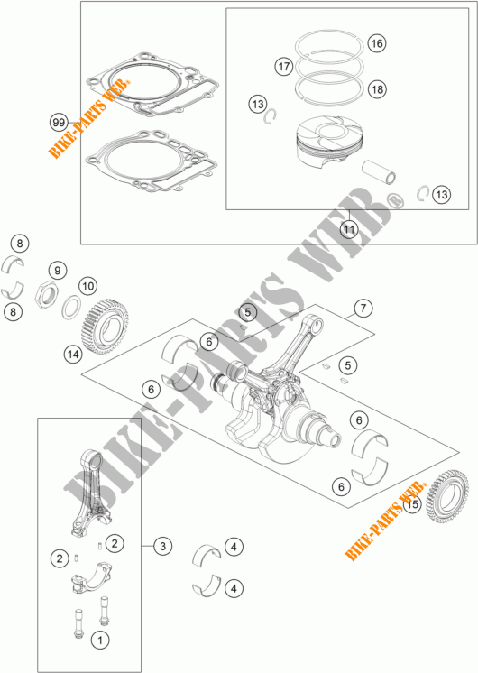 KRUKAS / ZUIGER voor KTM 1290 SUPER DUKE R WHITE 2017