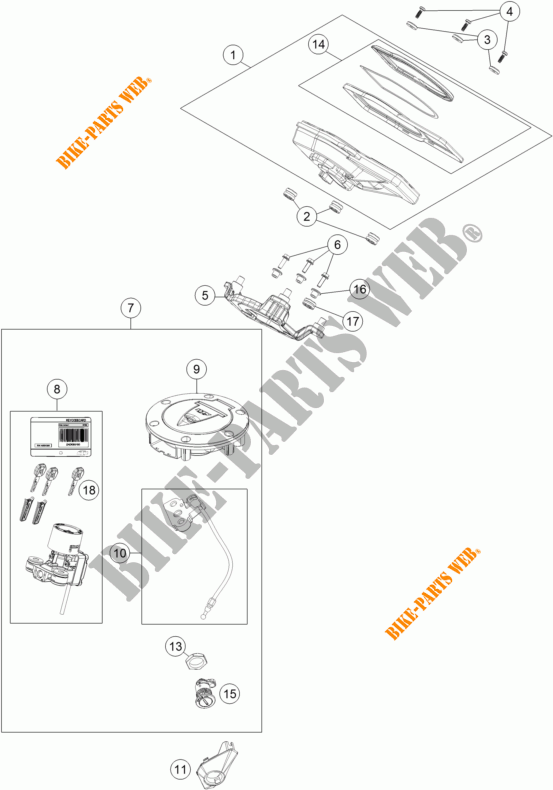 CONTACTSCHAKELAAR voor KTM 1290 SUPER DUKE R ORANGE ABS 2016