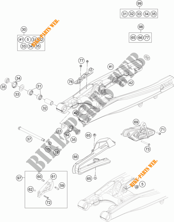 ACHTERBRUG voor KTM 85 SXS 19/16 2015