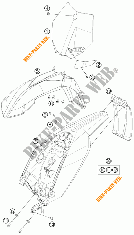 PLASTIC voor KTM 65 SX 2013
