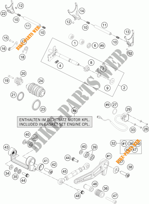 SCHAKEL MECHANISME voor KTM 1290 SUPER DUKE R ORANGE ABS 2015