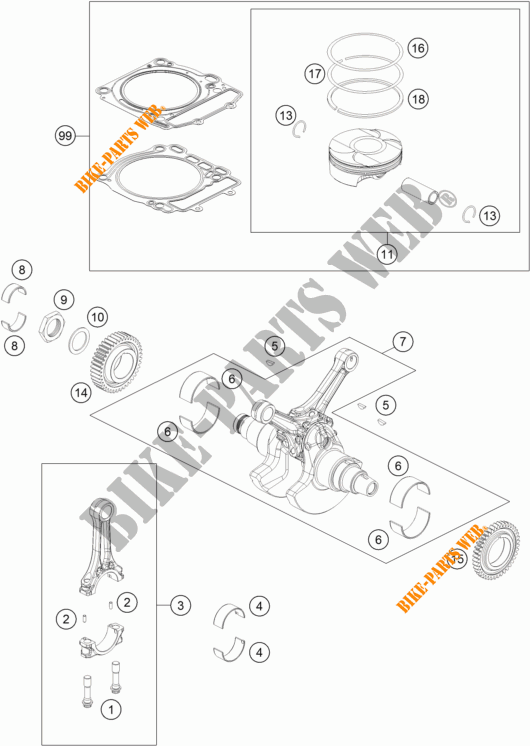 KRUKAS / ZUIGER voor KTM 1290 SUPER DUKE R ORANGE ABS 2015