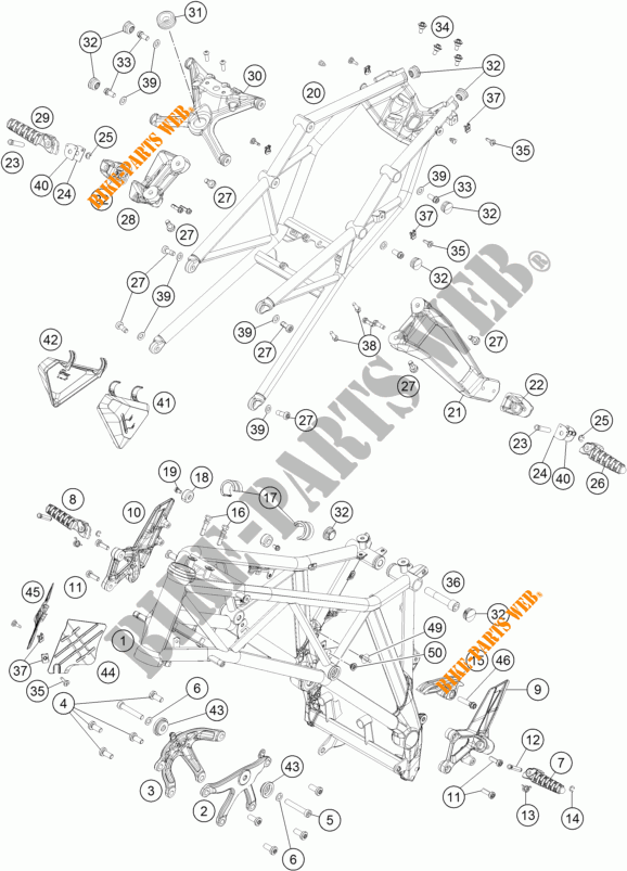 FRAME voor KTM 1290 SUPER DUKE R ORANGE ABS 2014