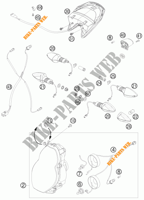 KOPLAMP / ACHTERLICHT voor KTM 990 SUPER DUKE R 2010