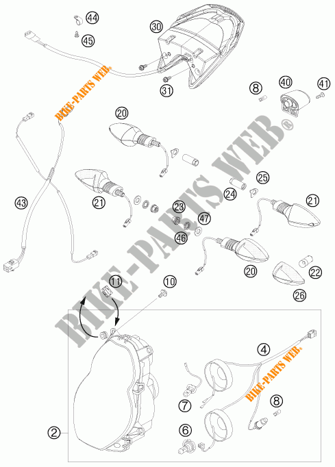 KOPLAMP / ACHTERLICHT voor KTM 990 SUPER DUKE R 2008