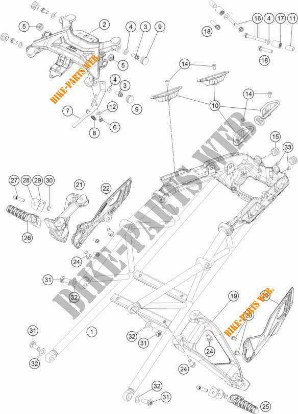 ACHTERFRAME voor KTM 1290 SUPER DUKE GT WHITE 2019