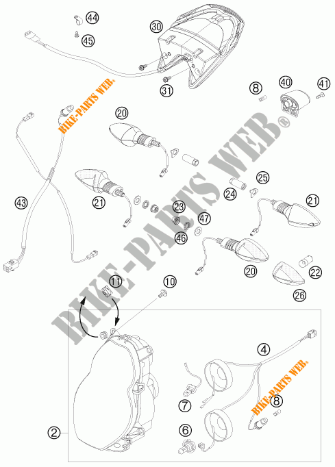 KOPLAMP / ACHTERLICHT voor KTM 990 SUPER DUKE R 2008