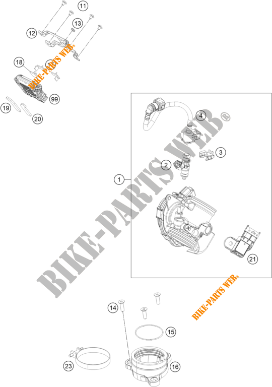 GASKLEP HUIS voor KTM RC 390 WHITE 2020