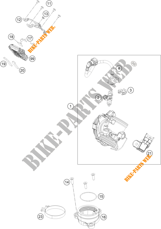 GASKLEP HUIS voor KTM RC 390 BLACK - B.D. 2019