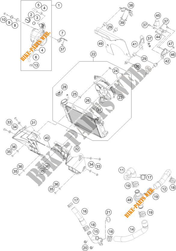 KOELSYSTEEM voor KTM 390 DUKE WHITE - CKD 2020