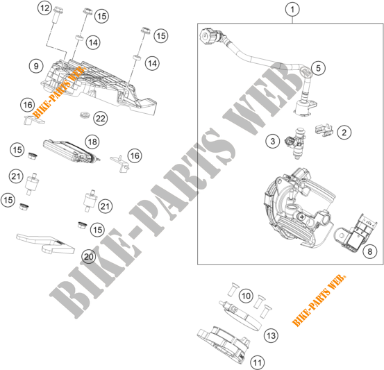 GASKLEP HUIS voor KTM 390 DUKE ORANGE - B.D. 2020