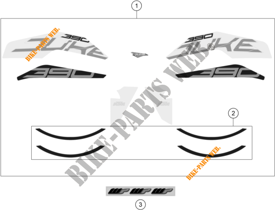 STICKERS voor KTM 390 DUKE ORANGE - CKD 2020