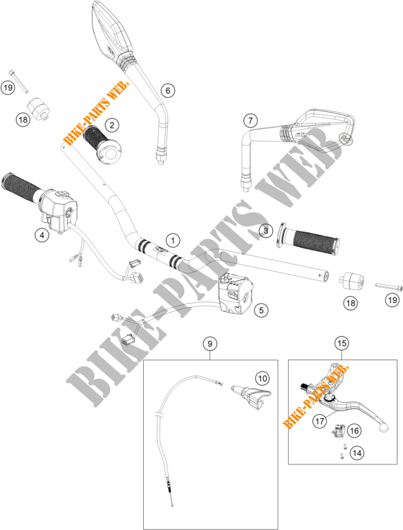 STUUR / BESTURING voor KTM 390 DUKE ORANGE - CKD 2020