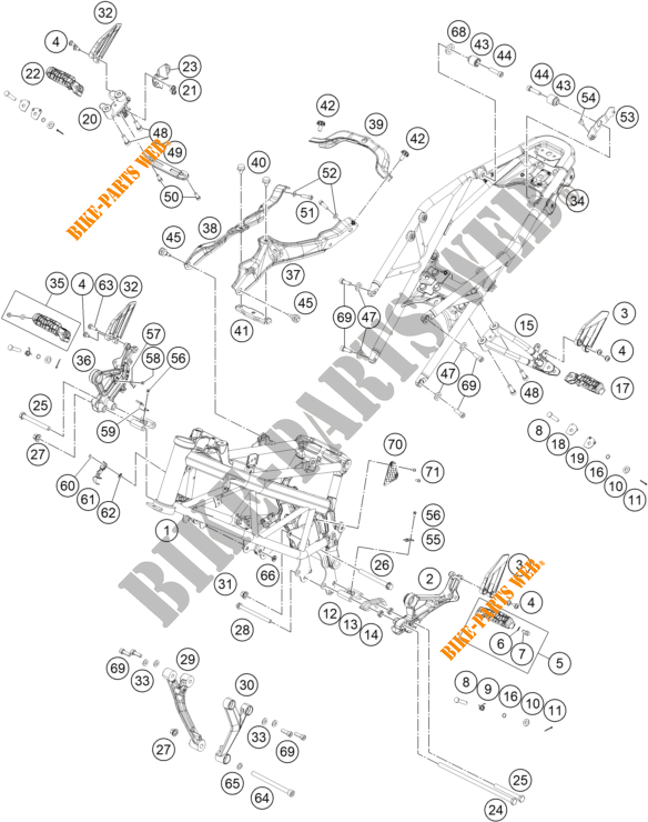 FRAME voor KTM 390 DUKE ORANGE - B.D. 2019