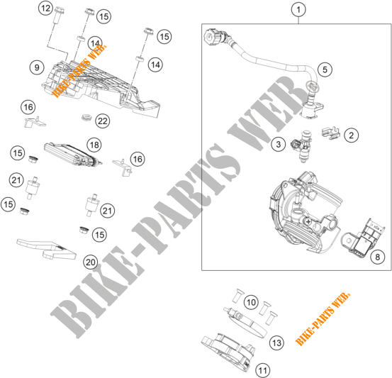 GASKLEP HUIS voor KTM 390 DUKE ORANGE - CKD 2019