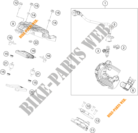 GASKLEP HUIS voor KTM 390 DUKE ORANGE - B.D. 2019