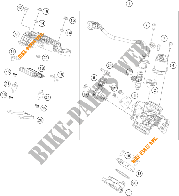 GASKLEP HUIS voor KTM 250 DUKE WHITE 2020