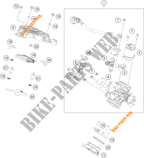 GASKLEP HUIS voor KTM 250 DUKE ORANGE 2020
