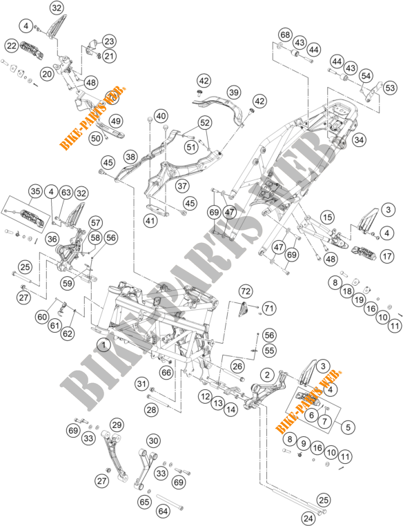 FRAME voor KTM 250 DUKE ORANGE - B.D. 2020