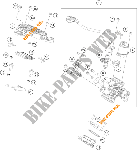 GASKLEP HUIS voor KTM 250 DUKE ORANGE - B.D. 2020