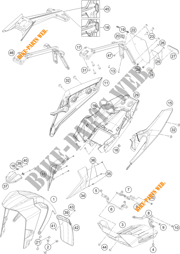 PLASTIC voor KTM 250 DUKE ORANGE - B.D. 2020