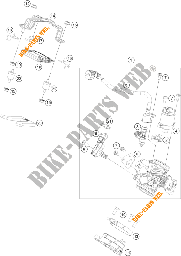 GASKLEP HUIS voor KTM 250 DUKE WHITE NO ABS 2019