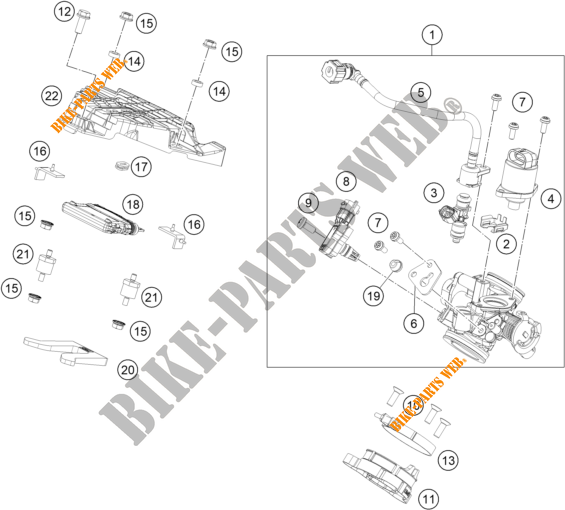 GASKLEP HUIS voor KTM 125 DUKE WHITE - B.D. 2020